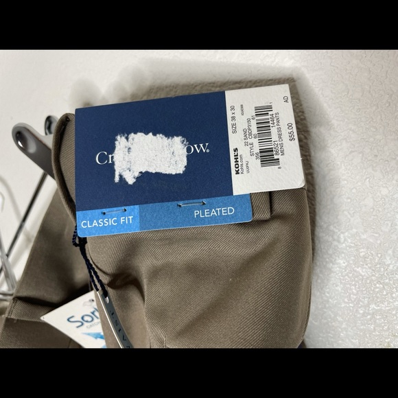 Croft And Barrow Pleated Classic Fit Pants 38x30 Mens NWT No Iron Wrinkle Free - Picture 4 of 10